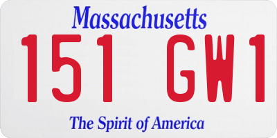 MA license plate 151GW1