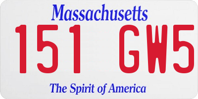 MA license plate 151GW5