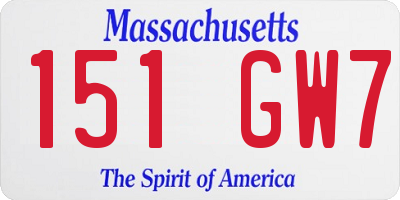 MA license plate 151GW7