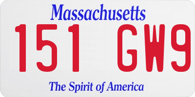 MA license plate 151GW9