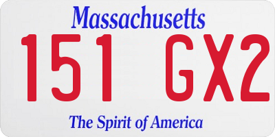 MA license plate 151GX2