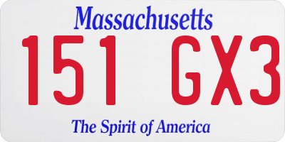 MA license plate 151GX3