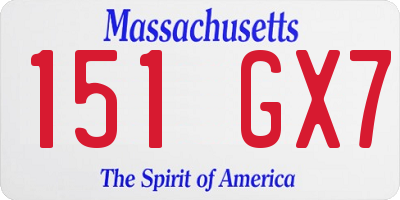 MA license plate 151GX7