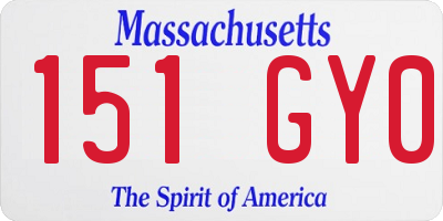 MA license plate 151GY0