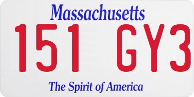 MA license plate 151GY3
