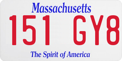 MA license plate 151GY8