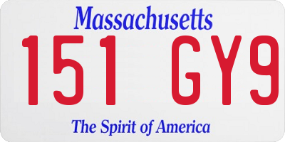 MA license plate 151GY9