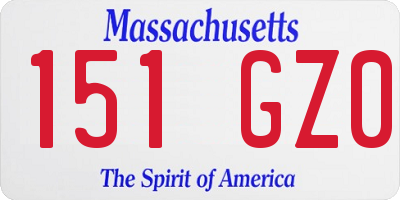 MA license plate 151GZ0