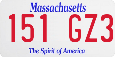 MA license plate 151GZ3