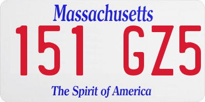 MA license plate 151GZ5