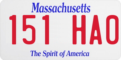 MA license plate 151HA0