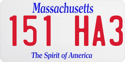 MA license plate 151HA3