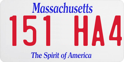 MA license plate 151HA4