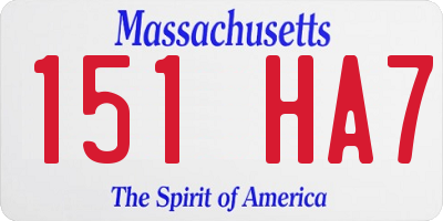 MA license plate 151HA7