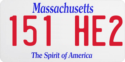 MA license plate 151HE2