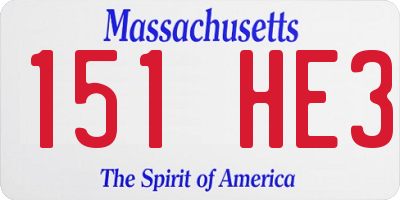 MA license plate 151HE3