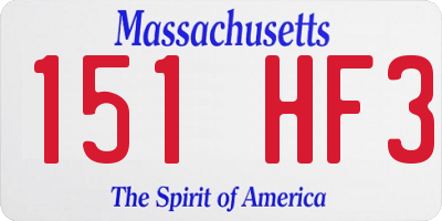 MA license plate 151HF3