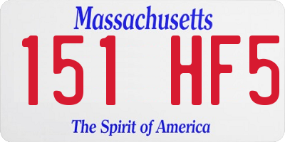 MA license plate 151HF5