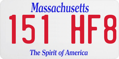 MA license plate 151HF8