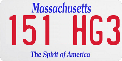 MA license plate 151HG3