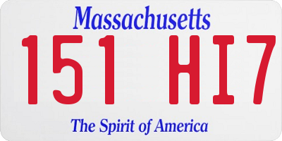 MA license plate 151HI7