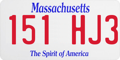 MA license plate 151HJ3