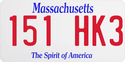 MA license plate 151HK3