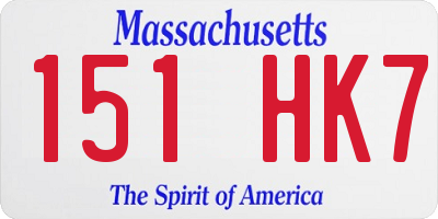 MA license plate 151HK7