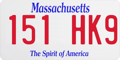 MA license plate 151HK9