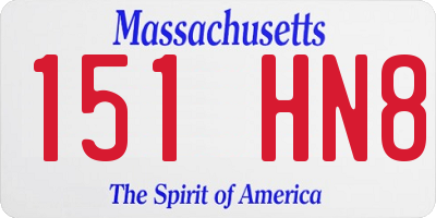 MA license plate 151HN8