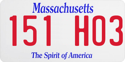 MA license plate 151HO3