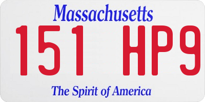 MA license plate 151HP9