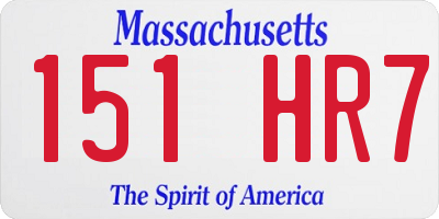 MA license plate 151HR7