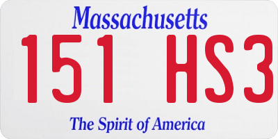 MA license plate 151HS3