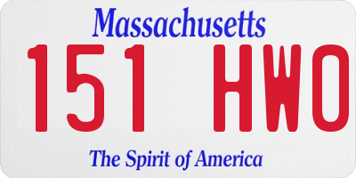 MA license plate 151HW0