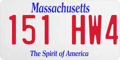 MA license plate 151HW4