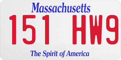 MA license plate 151HW9