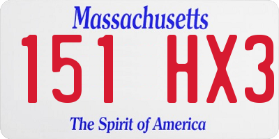 MA license plate 151HX3