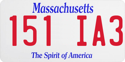 MA license plate 151IA3