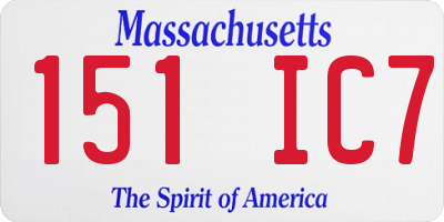 MA license plate 151IC7