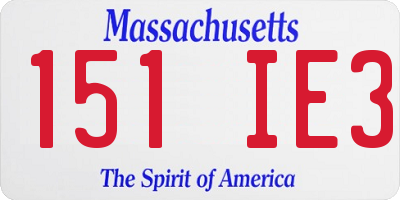 MA license plate 151IE3