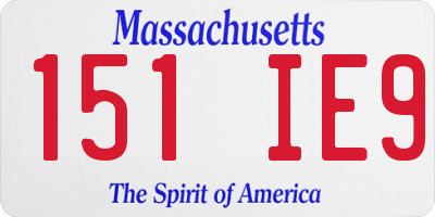 MA license plate 151IE9