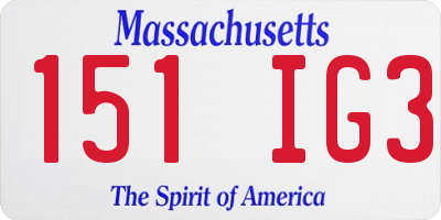MA license plate 151IG3