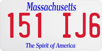 MA license plate 151IJ6