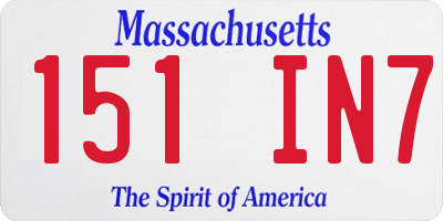 MA license plate 151IN7