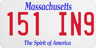 MA license plate 151IN9