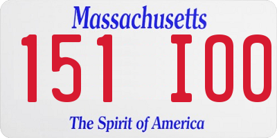 MA license plate 151IO0