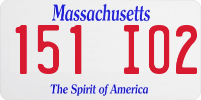MA license plate 151IO2