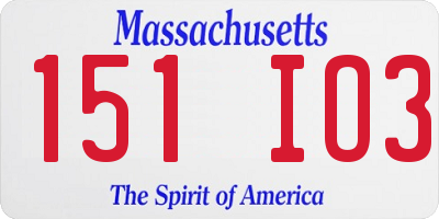 MA license plate 151IO3