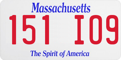 MA license plate 151IO9
